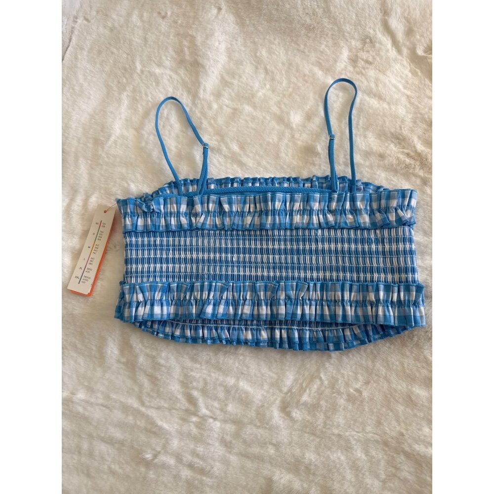 Colsie size Small Blue Gingham Woven Bandeau Bralette NEW - Picture 4 of 5